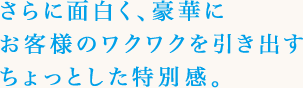 さらに面白く、豪華にお客様のワクワクを引き出すちょっとした特別感。